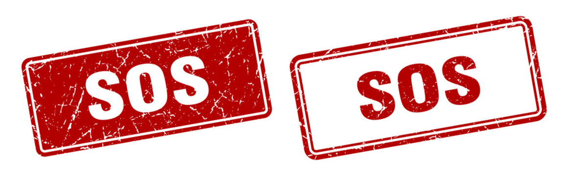 sos stamp set. sos square grunge sign
