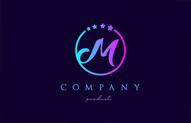 Obraz premium M alphabet letter logo for corporate and company. Design with circle and star in simple black and white colors. Can be used for a luxury brand