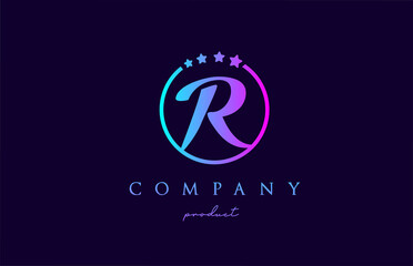 R alphabet letter logo for corporate and company. Design with circle and star in simple black and white colors. Can be used for a luxury brand