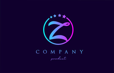 Z alphabet letter logo for corporate and company. Design with circle and star in simple black and white colors. Can be used for a luxury brand