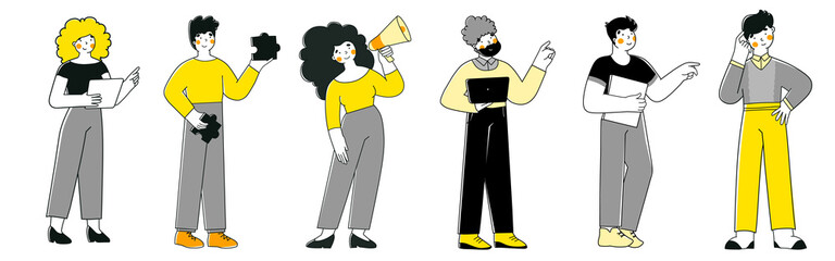 Office workers set. Flat cartoon vector illustration. Cartoon illustration.