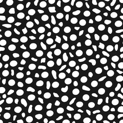 Dots seamless pattern with black background. Geometrical elements aop.