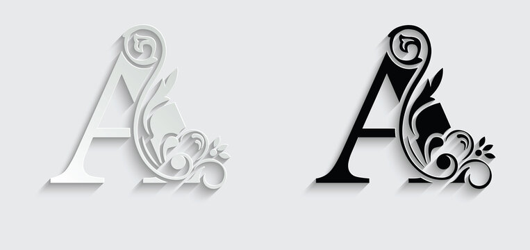 letter A. flower letters. Vintage ornament initial Alphabet. Logo vector	
