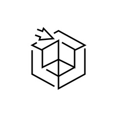 3d cube icon. Perspective figure sign. Geometric model vector illustration.