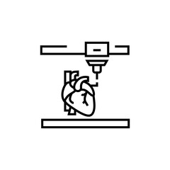 3d printing heart icon. Cardiology vector illustration.