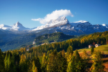 Fototapeta na wymiar Winter scenery of the Alps, Dolomites, Italy 