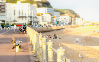 Hastings seaside on a warm sunny afternoon