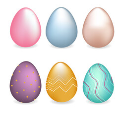 A set of decorated colored eggs. Happy Easter