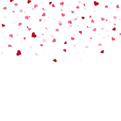 Heart confetti falling down isolated.