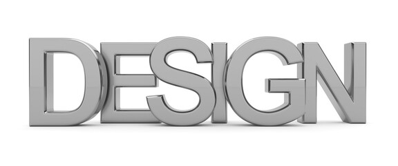 3d word design written with silver letters.