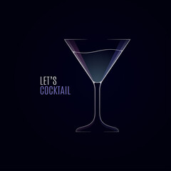 Cocktail glass logo. Martini cocktail on black