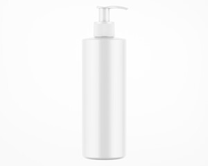 White Soap Matte Bottle Mockup - 3D Illustration Isolated on White, Front View