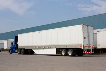 Transport Trailer Truck in Yard