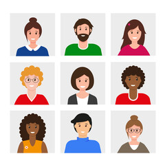 Smiling people avatars set. Men and women.