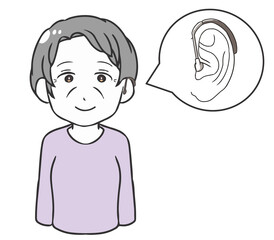 補聴器　高齢女性　耳掛け式