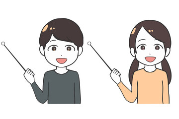 指示棒　上半身　子ども