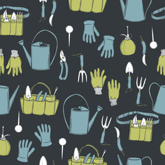 Garden tools. Vector pattern.
