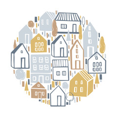 Cute houses. Vector   illustration.