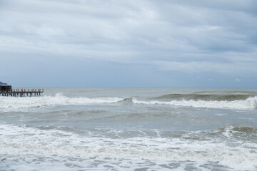 Fototapeta premium Storm on sea during bad weather. Nature power landscape
