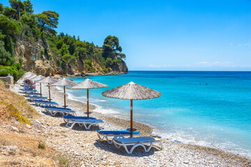 Amazing beach of Megalos Mourtias in Alonnisos island, Sporades, Greece.