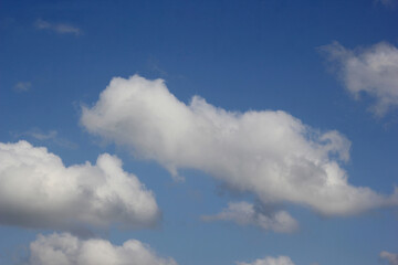 Strangely shape white clouds in the blue sky