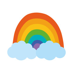 rainbow and clouds hand draw icon, colorful design