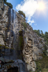 Forest waterfall in Park of Iztaccihuatl Popocatepetl volcano Mexico