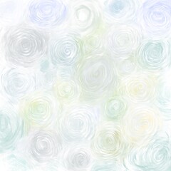 Background of spots of different sizes, made with a dry brush in a cool blue-green-red-violet color scheme.  ditsy spiral rotation circle joy ram