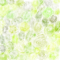 Background of spots of different sizes, made with a dry brush in a cool blue-green-red-violet color scheme.