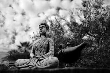 buddha and spiritual lamp. meditation