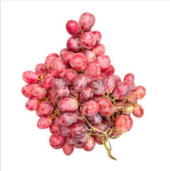 Bunch of pink grapes isolated on white background.