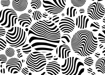 Fototapeta na wymiar Trendy abstract black and white pattern of circles and striped lines. Modern vector background for posters, decor, business cards, printing, web design