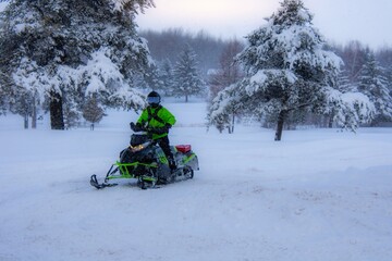 Snowmobile in the Canadian winter