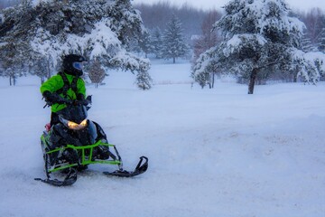 Snowmobile in the Canadian winter