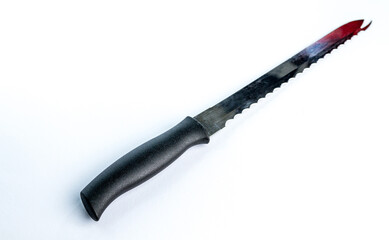 Kitchen metal knife, isolated on white