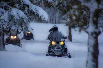 Snowmobile in the Canadian winter