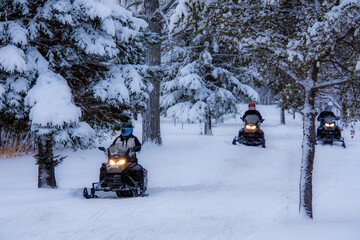 Snowmobile in the Canadian winter