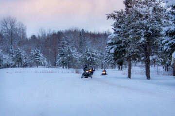 Snowmobile in the Canadian winter
