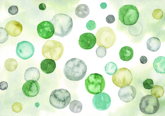水玉　背景　緑のイメージ　水彩