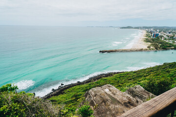 landscape shot of gold coast from burleigh headland towards palm beach