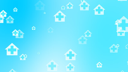 Medical health blue cross on home pattern background. Abstract banners with prevent virus infection and healthcare stay home concept.