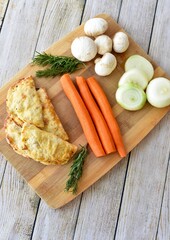 Farmer's market meat pies with fresh organic ingredients for display and ready to eat for tasty traditional ethnic lunch