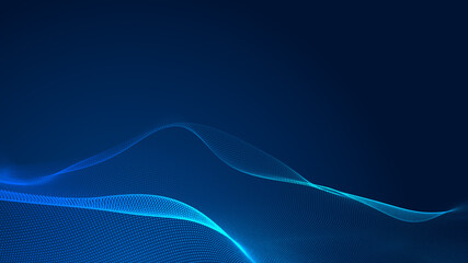 Dot blue wave light screen gradient texture background. Abstract  technology big data digital background. 3d rendering.