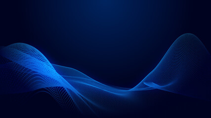 Dot blue wave light screen gradient texture background. Abstract ai technology big data digital background. 3d rendering.