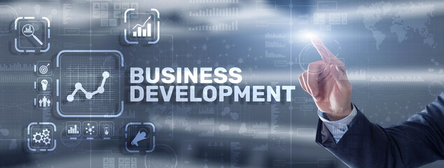 Business Development Planning. Inscription on 3D the virtual screen.