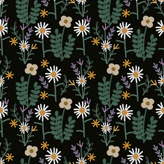 wild Flower ilustration seamless pattern.Great for textile,fabric,wrapping paper,any Print.vector,eps10.