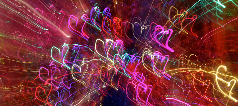 Neon hearts - panoramic