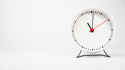 Alarm White clock isolated on white background.