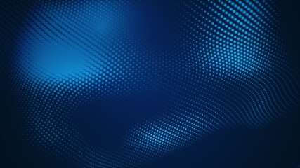 Dot blue wave light screen gradient texture background. Abstract  technology big data digital background. 3d rendering.