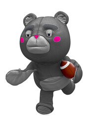 cute bear is playing american football